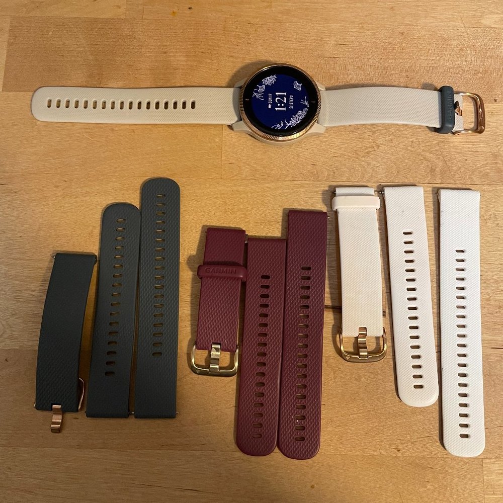 Garmin Venu 2S Rose Gold Tan Band with 3 additional band colors